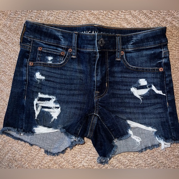 American Eagle Outfitters Pants - American Eagle Outfitters Dark Indigo Distressed Denim Cutoff Shorts